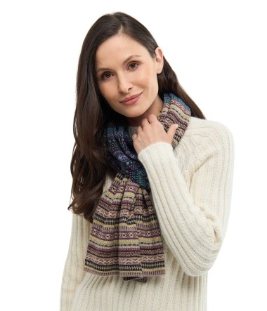Alpaka Schal DILAYA aus 100% Baby Alpaka : Farbe / Gr - sand-multi