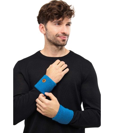 Alpaka Pulswärmer STRETCH mit Baby Alpaka : Farbe / Gr - azur-blau