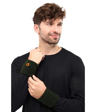 Alpaka Pulswärmer STRETCH mit Baby Alpaka : Farbe / Gr - tannengrün