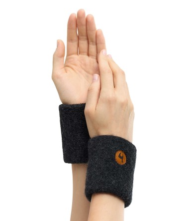 Alpaka Pulswärmer STRETCH mit Baby Alpaka : Farbe / Gr - anthrazit