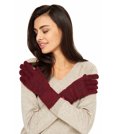 Alpaka Fingerhandschuhe TOUCH aus 100% Baby Alpaka : Farbe / Gr - rot-schwarz meliert