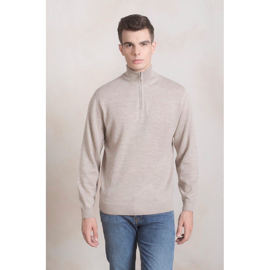 Alpaka Herren Strick Pullover ALBERT KUNA Essentials : Farbe / Gr - polvo-T8A0003