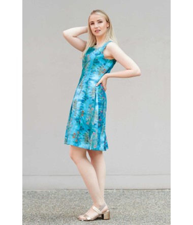Sommerkleid MATILDE  aus 100% Pima-Bio-Baumwolle : Farbe / Gr - paradise-blue
