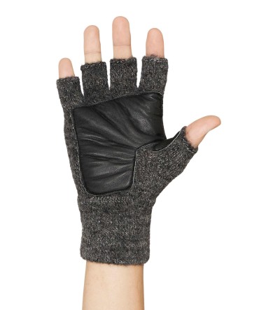 Fingerlose Handschuhe mit Leder-Handfläche MACHA : Farbe / Gr - anthrazit