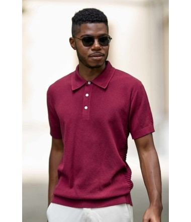 Polo Shirt SIMRON aus Royal Alpaka-Baumwoll-Mix : Farbe / Gr - merlot red