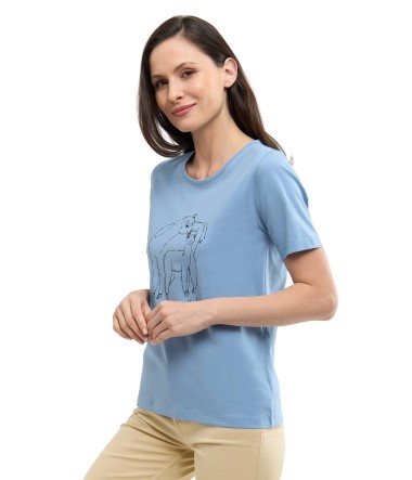 T-Shirt ALPACA LOVE mit Alpaka Print : Farbe / Gr - pazifikblau