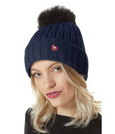 Alpaka Mütze BIANCA mit Bommel aus Baby Alpaka und...