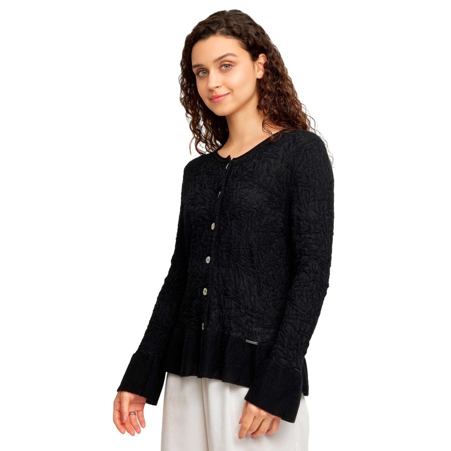 Alpaka Cardigan WAKEUP aus Baby Alpaka & Seide : Farbe / Gr - black-H910001
