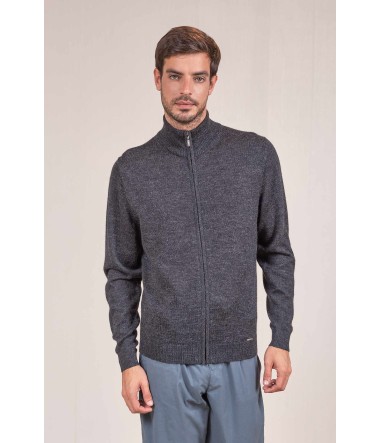 Alpaka Herren Basic Strickjacke ANDREAS KUNA Essentials : Farbe / Gr - anthracite-T9A0003