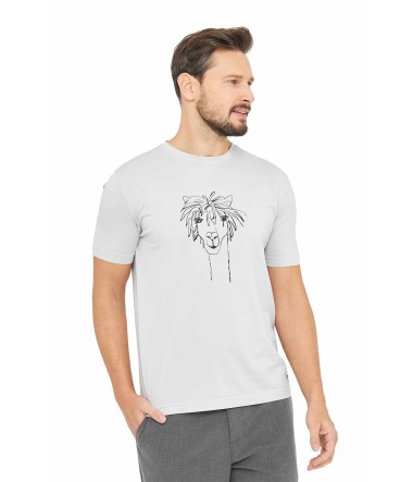 Herren T-Shirt RASSI mit Alpaka-Motiv aus 100% Bio-Pima-Baumwolle : Farbe / Gr - silver