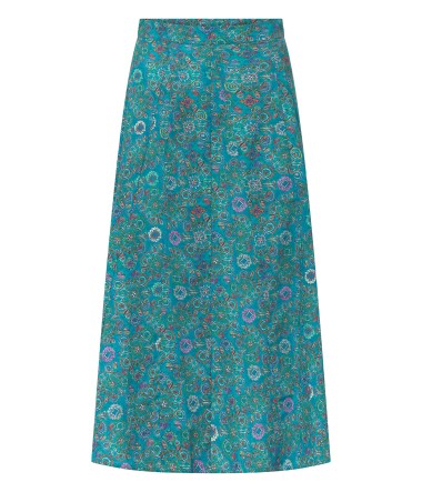 Maxi-Rock FLORAL ETHNO aus Bio-Pima-Baumwolle : Farbe / Gr - turquoise
