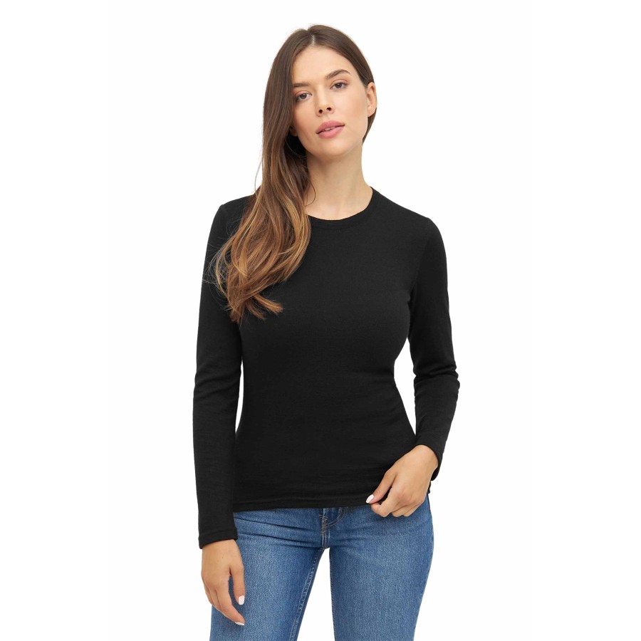 Alpaka Baselayer THERMO Langarm-Shirt für Damen aus Royal Alpaka : Farbe / Gr - schwarz