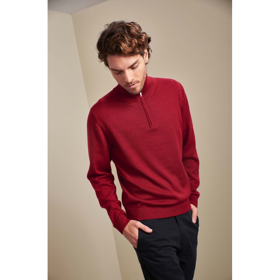 Alpaka Herren Strick Pullover ALBERT KUNA Essentials : Farbe / Gr - vermouth-H120195