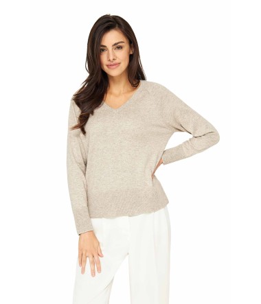 Pullover AURELIA aus Baby-Alpaka-Baumwoll-Mix : Farbe / Gr - beige