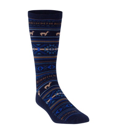 Alpaka Socken JACQUARD aus 70% Baby Alpaka und 25% Pima Baumwolle : Farbe / Gr - marine-royal