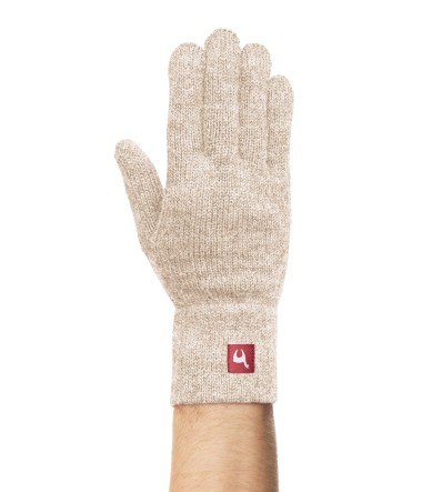 Alpaka Gefütterte Fingerhandschuhe UNI aus 100% Alpaka : Farbe / Gr - sand