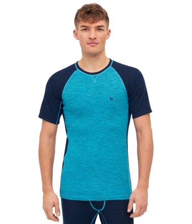 ANDEN ACTIVE Herren Thermo Shirt mit Premium Baby Alpaka : Farbe / Gr - navy-türkis