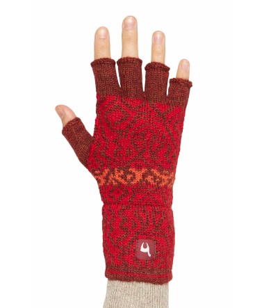 Alpaka Fingerlose Handschuhe CHIMU aus 100% Baby Alpaka : Farbe / Gr - rot