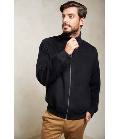 Bomber Jacke Blouson NADRIAN Alpaka Wolle Herren KUNA Essentials : Farbe / Gr - black-P910001