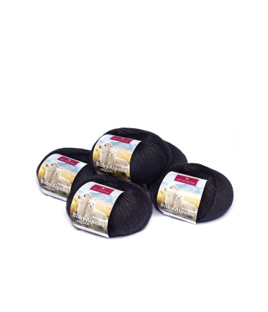 Alpaka Wolle REGULAR | 50g | 5er Pack | 100% Baby Alpaka | 36 Farben : Farbe / Gr - 01 schwarz