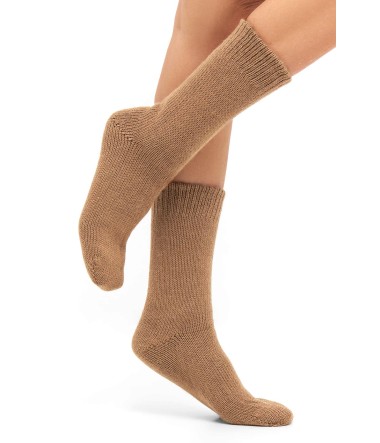 Alpaka Socken WENDE-SOCKEN aus 98% Alpaka Superfine : Farbe / Gr - braun-kamel