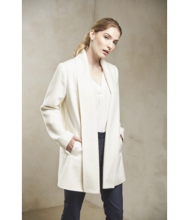 Kurz-Mantel SHORT SWING Alpaka Schal-Kragen Coat KUNA Essentials : Farbe / Gr - ecru-0080006