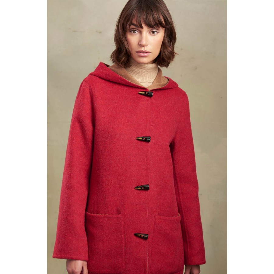 Wende-Mantel ANASTASIA Alpaka-Kurzmantel Parka für Damen KUNA ESSENTIALS : Farbe / Gr - rosso-camel-XXC0150