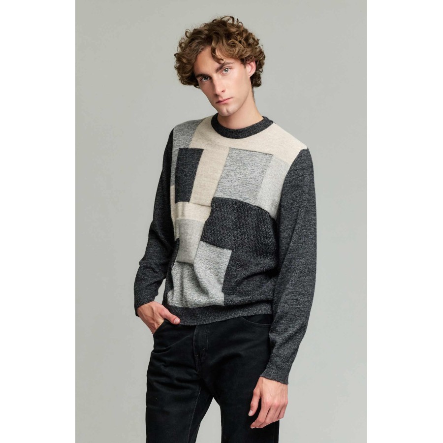Alpaka Pullover YONATAN aus 100% Baby Alpaka : Farbe / Gr - antracite-XXC0002