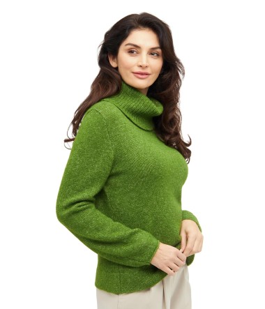 Alpaka Rollkragenpullover PACA aus Baby Alpaka-Merino-Mix : Farbe / Gr - apfelgrün