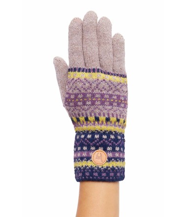 Alpaka Handschuhe DILAYA aus 100% Baby Alpaka : Farbe / Gr - sand-multi