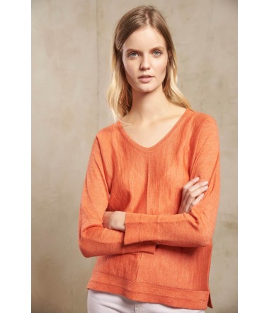 Damen Strickpullover SUSAN : Farbe / Gr - T2A0050-MELON