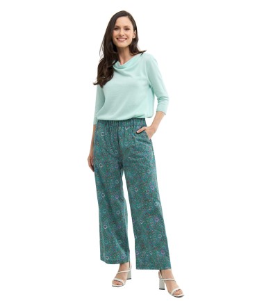 Hose FLORAL ETHNO aus Bio-Pima-Baumwolle : Farbe / Gr - turquoise