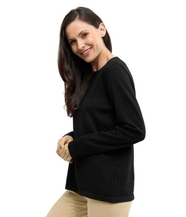 Alpaka Damen Pullover APUSENTIAL aus 100% Baby Alpaka : Farbe / Gr - schwarz