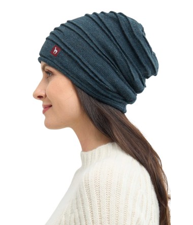 Alpaka Mütze CAMINOS aus 100% Baby Alpaka : Farbe / Gr - rauchblau