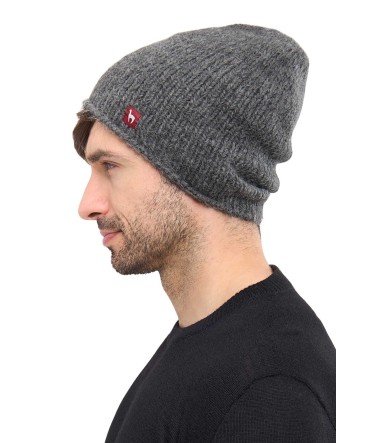 Alpaka Mütze TARIK aus Alpaka und Merino : Farbe / Gr - grau